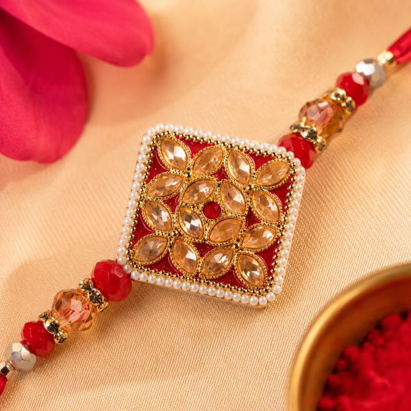ChatGPT Image Jun 3, 2026, 01_39_36 PM ACCESSHER Statement Rakhi with Semi-Precious Stone Detailing - Gift Set with Roli, Kumkum & Greeting Card