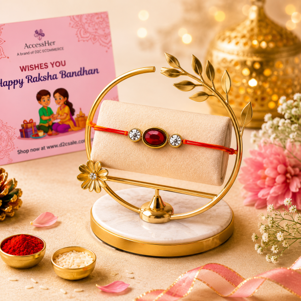 ChatGPT Image Jun 3, 2026, 02_12_34 PM (1) Accessher Ruby Beaded Rakhi - Gift Set with Acrylic Peacock Pooja Thali, Roli, Kumkum & Greeting Card