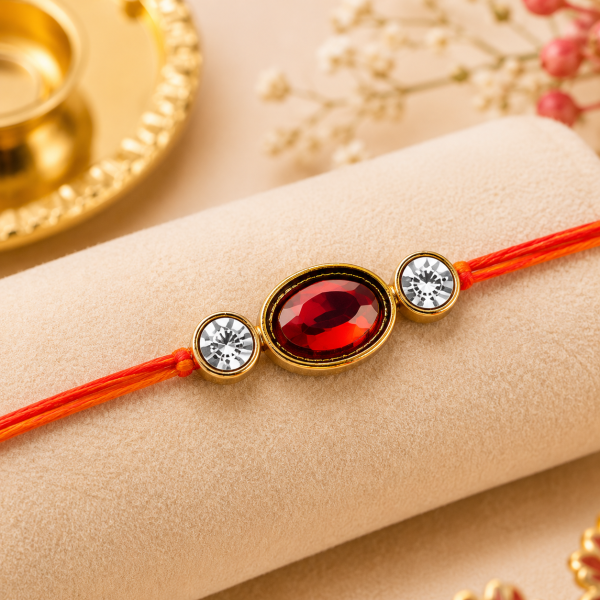 ChatGPT Image Jun 3, 2026, 02_33_47 PM Accessher Ruby Beaded Rakhi - Gift Set with Acrylic Peacock Pooja Thali, Roli, Kumkum & Greeting Card