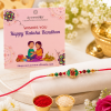 ACCESSHER Multicolour Meenakari OM Rakhi - Gift Set with Roli, Kumkum & Greeting Card