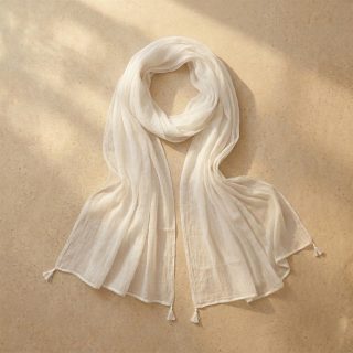 Drape N Don White Plain Chiffon Dupatta with Stylish Latkan Detailing - Soft Lightweight Daily Wear