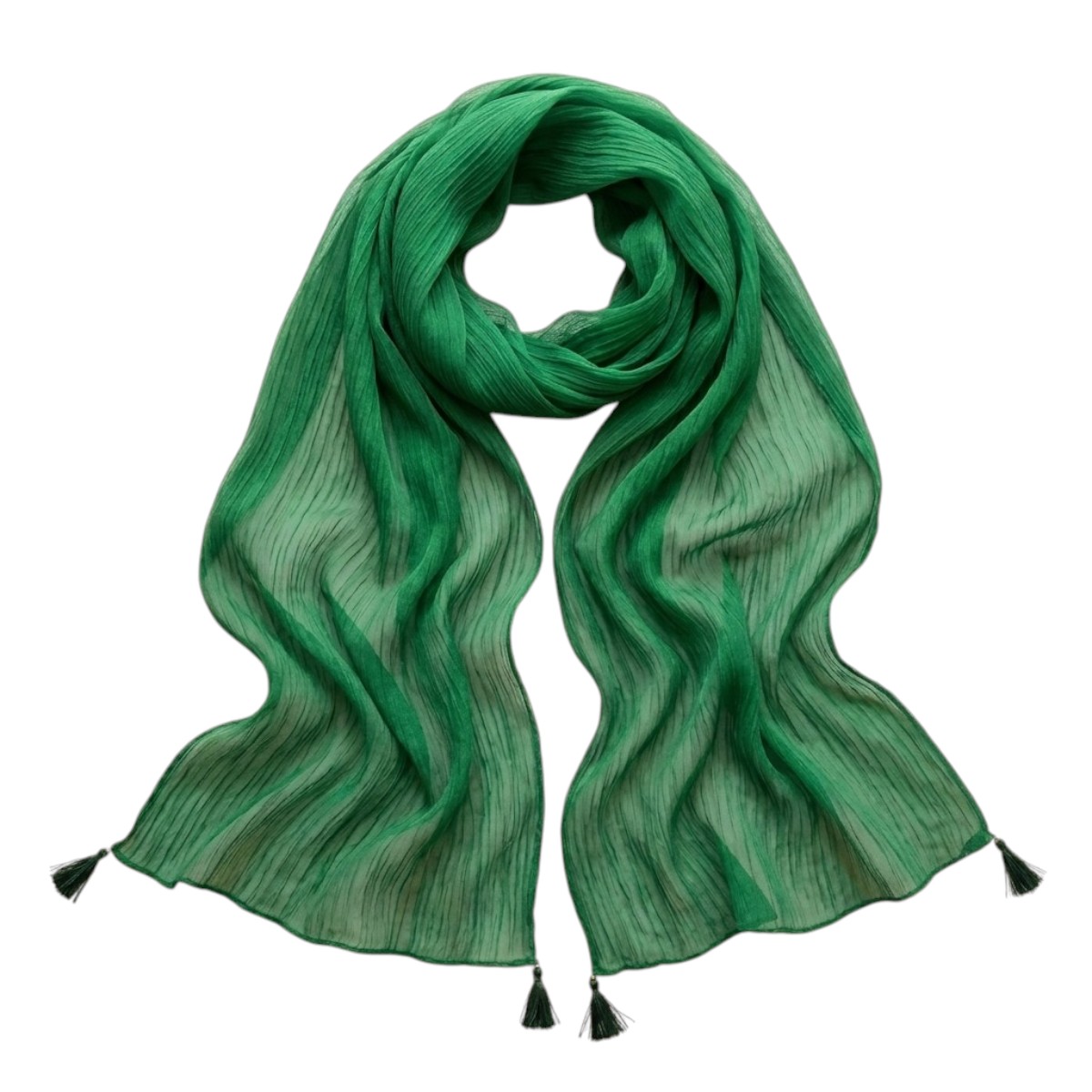 Drape N Don Green Plain Chiffon Dupatta with Stylish Latkan Detailing - Soft Lightweight Daily Wear - Image 5