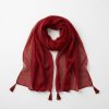 Drape N Don Ethnic Women's Plain Chiffon Dupatta | Solid Color Lightweight Chunni for Ethnic, Festive & Casual Wear | Red
