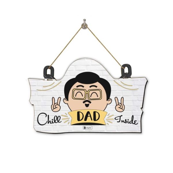 Indigifts Chill Dad Inside Wall Hanging 11.05x7 Inch- Wall Hanging Décor, Wall Hanging for Home Decoration, Birthday Gift for Cool Dad