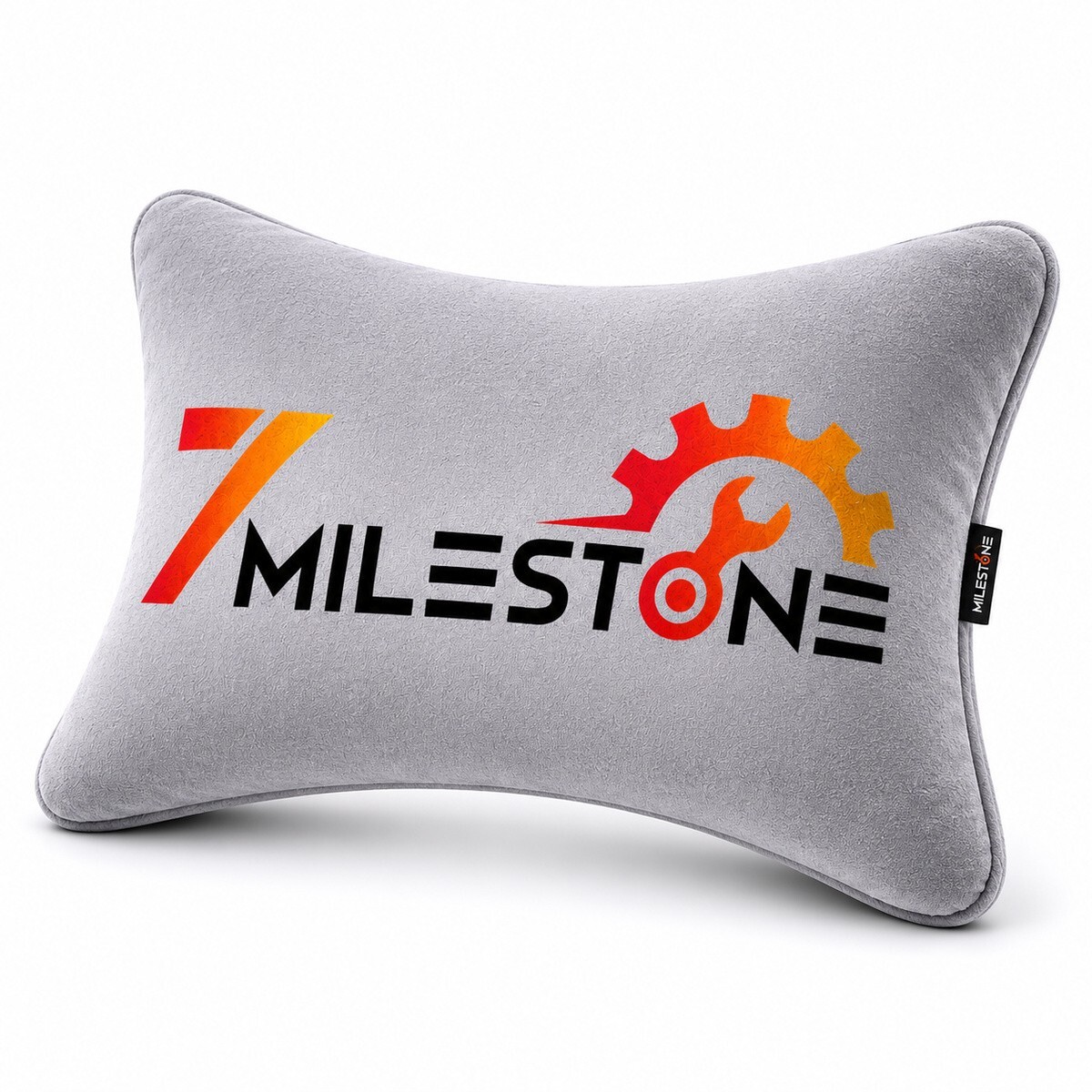 7 Mile Stone Grey Car Neck Rest Pillow Set for Driving Comfort (Set of 2)