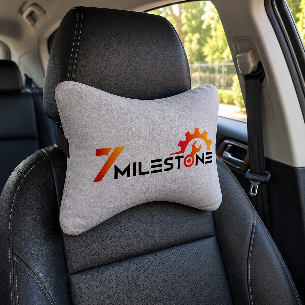7 Mile Stone Grey Car Neck Rest Pillow Set for Driving Comfort (Set of 2) - Image 3