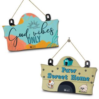 Indigifts Home Décor Itmes Wooden Mini Wall Hanging Board Set Of 2- Home Decor Items Stylish, Mini Wall Hanging Décor, Garden Wall Hanging, Home Decor Items Stylish Wall, Wall Decor for Living Room