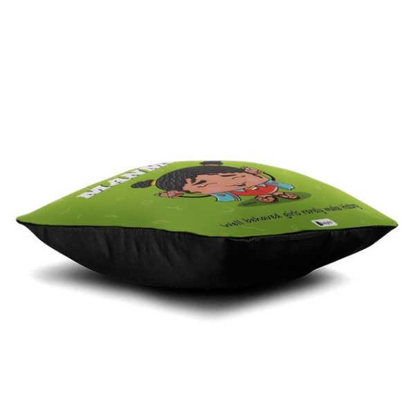 Indigifts Satin Manmauji Printed Cushion Cover 12x12 Inch with Filler (Green) - Image 4