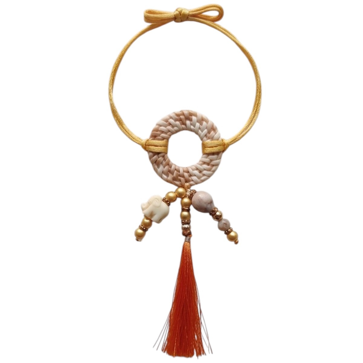 ACCESSHER Handcrafted Elephant Charm Rakhi with Tassel for Bhabhi - Gift set Roli, Kumkum & Greeting Card - Image 4