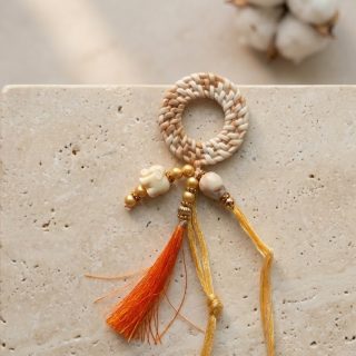 ACCESSHER Handcrafted Elephant Charm Rakhi with Tassel for Bhabhi - Gift set Roli, Kumkum & Greeting Card