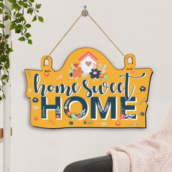 Indigifts Home Sweet Home Printed Wooden Home Entrance Decor 11.05x7 Inches - Home Decoration| Home Decor for Wall | Material: 4mm Medium Density Fiber made out of wooden residual glued under heat - Image 4