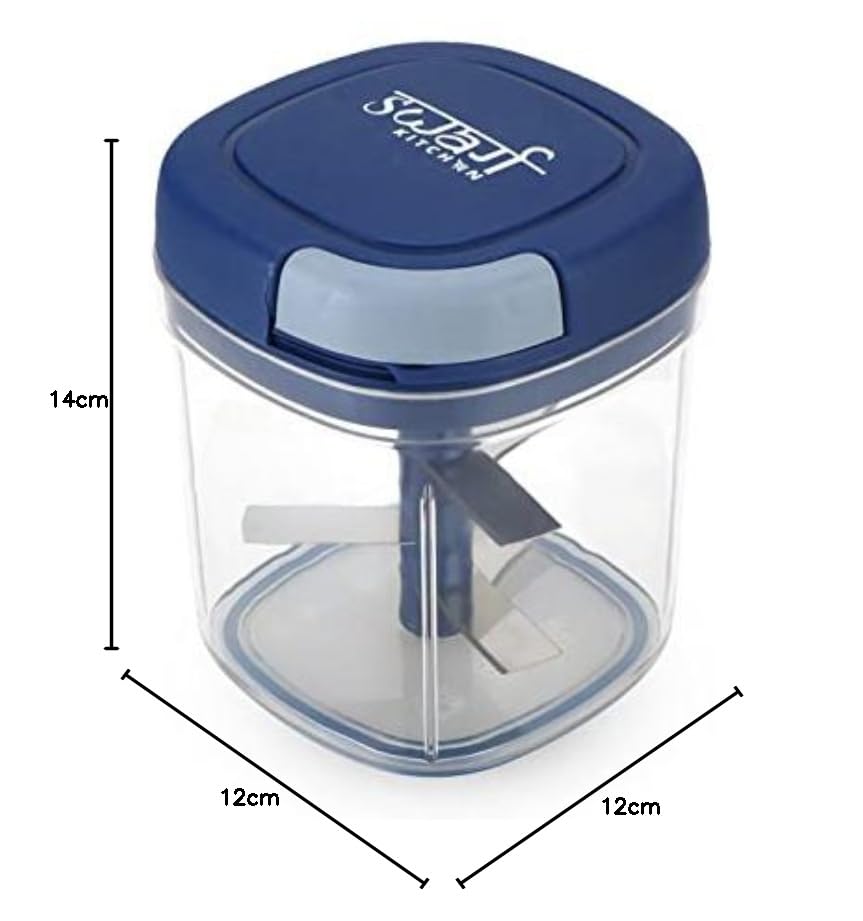 Swarg Kitchen 900 ML Blue Onion Chopper with 5 Stainless Steel Blades - Handy Vegetable & Fruit Chopper for Kitchen Use - Image 3