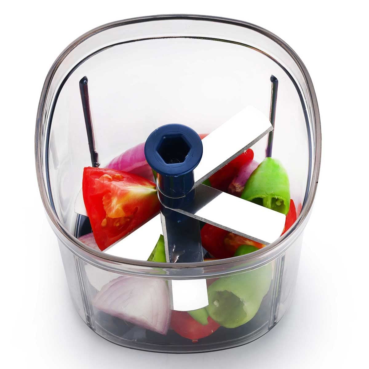 Swarg Kitchen 900 ML Blue Onion Chopper with 5 Stainless Steel Blades - Handy Vegetable & Fruit Chopper for Kitchen Use - Image 7