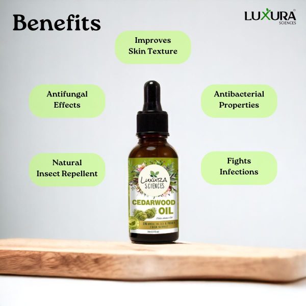 Organic Cedarwood Essential Oil aromatherapy skin therapy 2 Luxura Sciences Cedarwood Essential Oil - Therapeutic Wellness Care (15 ML)