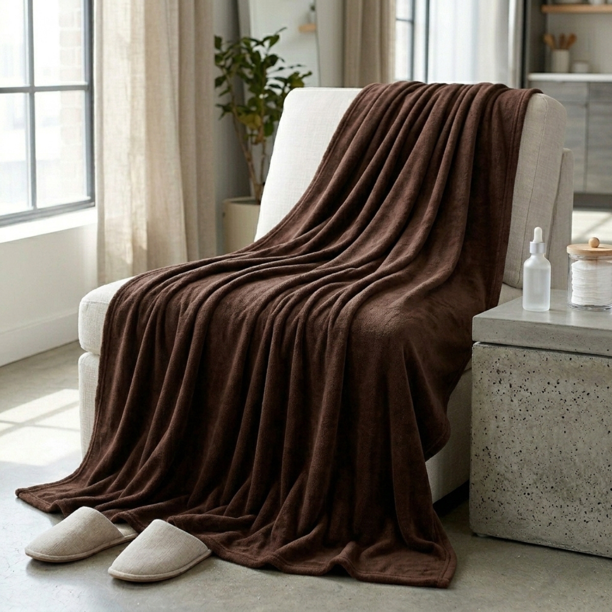 SWARG HOMES Brown Polar Fleece Double Bed Blanket - Ultra Soft All Season AC Blanket (90×90 Inch, 600 GSM) - Image 5
