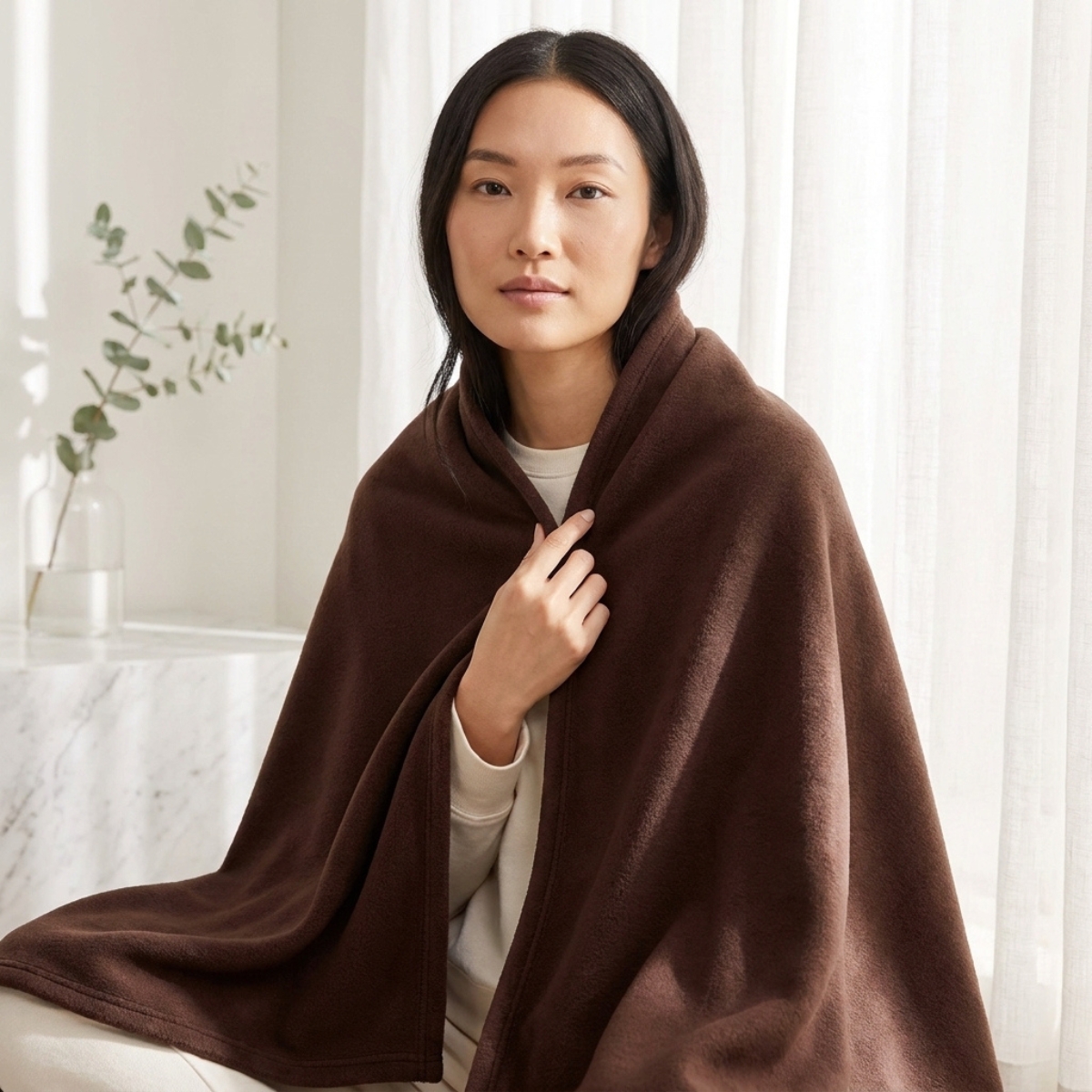 SWARG HOMES Brown Polar Fleece Double Bed Blanket - Ultra Soft All Season AC Blanket (90×90 Inch, 600 GSM) - Image 4