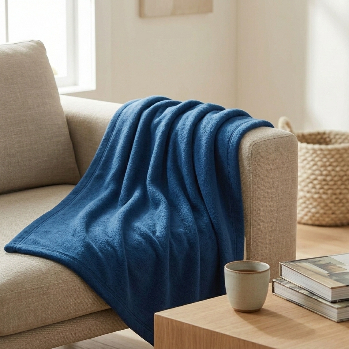 SWARG HOMES Blue Polar Fleece Double Bed Blanket - Ultra Soft All Season AC Blanket (90×90 Inch, 1200 GSM) - Image 5