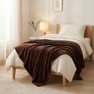 SWARG HOMES Brown Polar Fleece Single Bed Blanket - Ultra Soft All Season AC Blanket (90×60 Inch, 800 GSM)