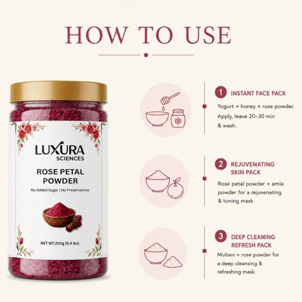 Luxura Sciences Rose Petal Face Mask for Skin Care & Glow (200g)