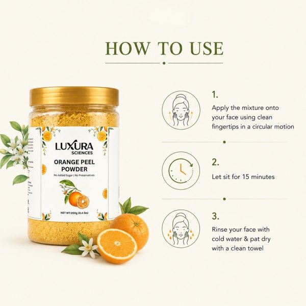 Click to see full view Luxura Sciences Face Mask (Orange Peel, 200g) Luxura Sciences Orange Peel Face Mask for Skin Brightening & Care (200g)