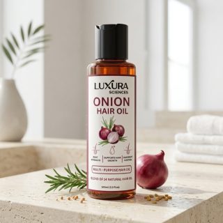 Luxura Sciences Onion Hair Oil with 14 Essential Oils, Argan, Bhringraj & Amla - Nourishes, Strengthens & Adds Shine (100 ML)