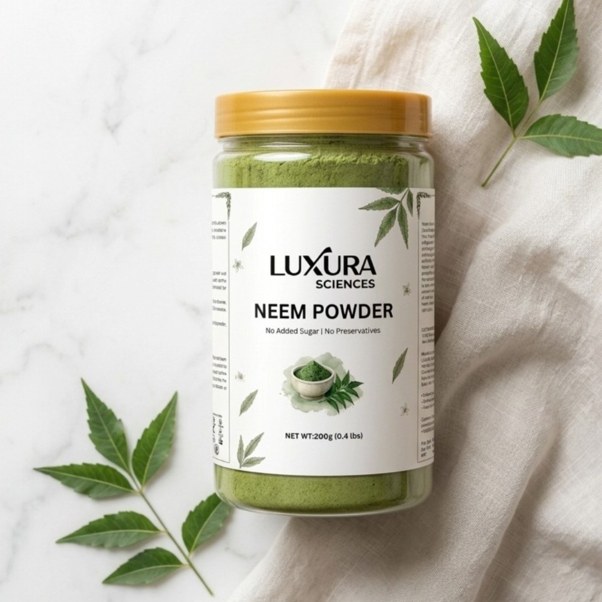 Luxura Sciences Pure Neem Leaf Powder for Hair & Skin Care - Finely Ground Natural Self-Care Blend (200g) - Image 6