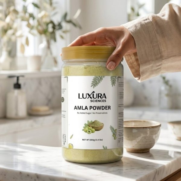 Luxura Sciences Pure Amla Powder for Hair Nourishment & Strength - Vitamin C Rich Herbal Care (200g)