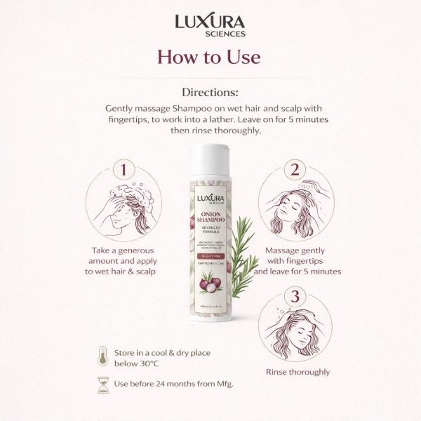 Onion shampoo Luxura Sciences Onion Oil Shampoo Hair Fall Control - Sulphate Free Nourishing Formula (300 ML)