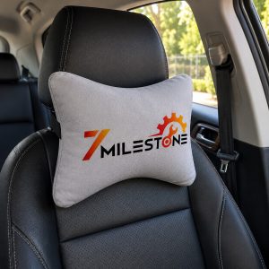 7 Mile Stone Grey Car Neck Rest Pillow Set for Driving Comfort (Set of 2)