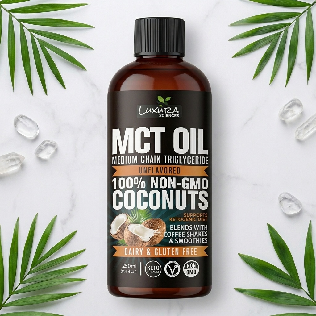Luxura Sciences Organic MCT Oil for Ketogenic Diet & Energy Management - Dairy & Gluten Free, Non-GMO (250 ML) - Image 2