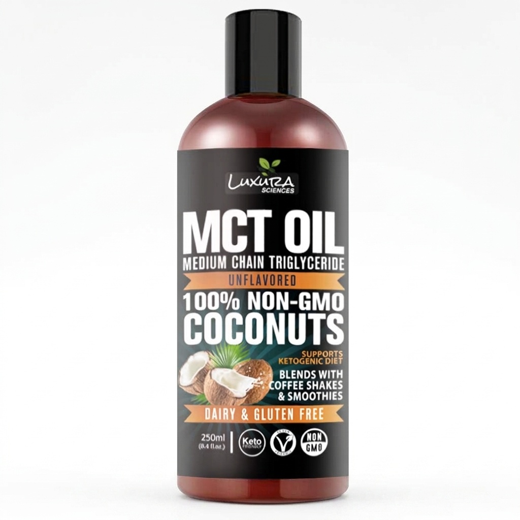 Luxura Sciences Organic MCT Oil for Ketogenic Diet & Energy Management - Dairy & Gluten Free, Non-GMO (250 ML) - Image 3