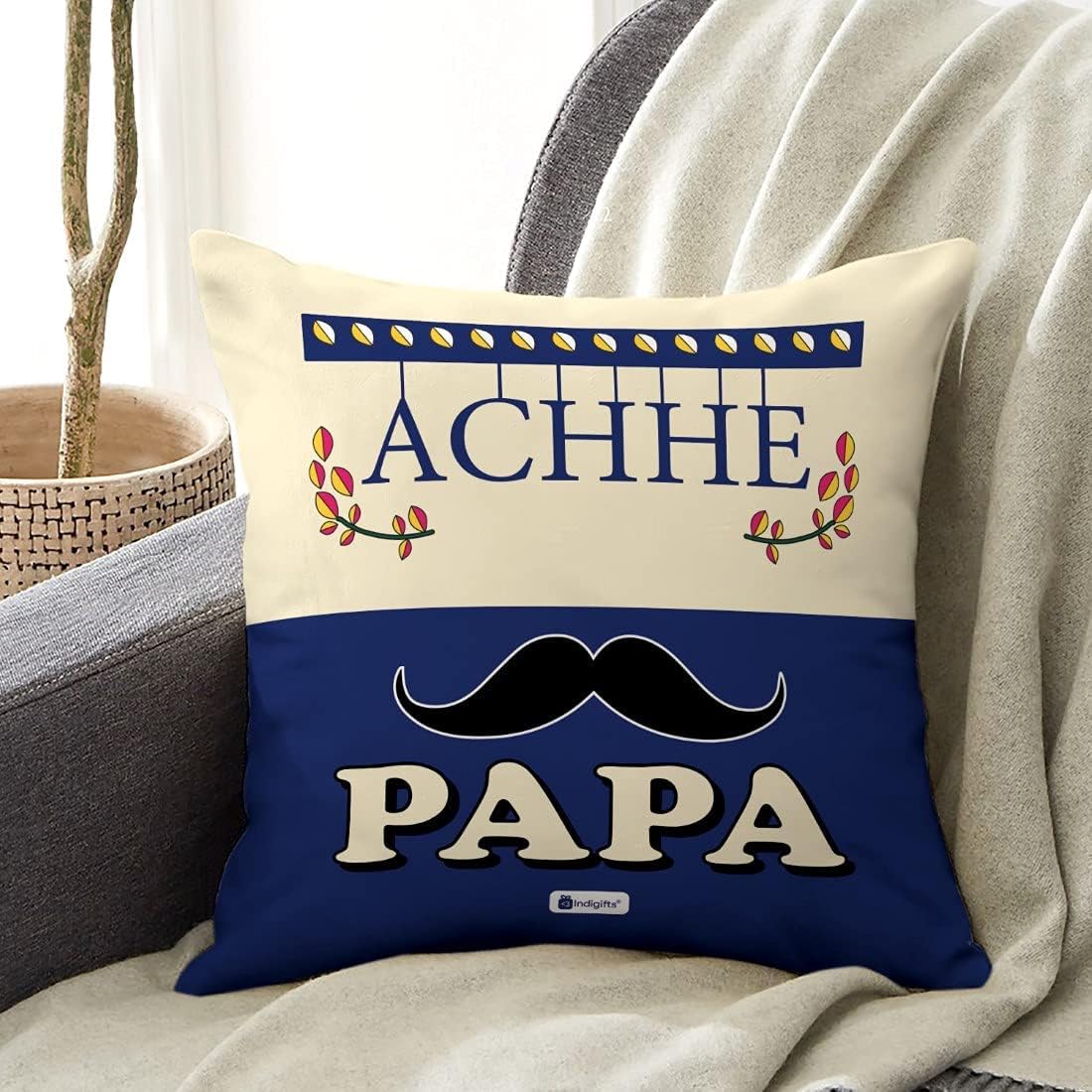 Indigifts “Pyari Mumma & Achhe Papa” Cushion Gift Set for Parents - Set of 2 - Image 6