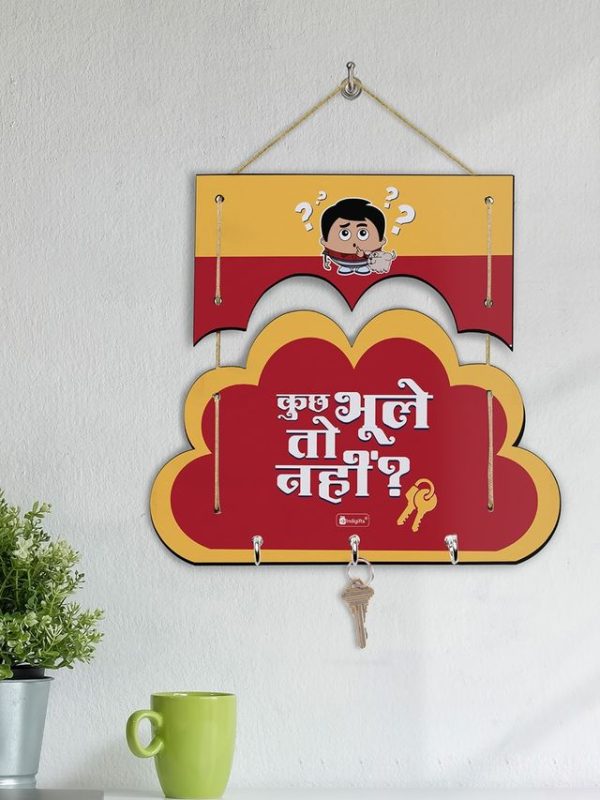 Indigift Gift Hamper for Decoration Cloud Design Decorative Wooden Wall Hanging and Shubh Labh Door Hanging Shubh Labh Wall Hanging Unique Shubh Labh Wall Decor Hanging Cloud Shape Wall Hanging - Image 4