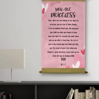 Indigifts Valentines Day Gifts For Girlfriend You are Priceless Printed Pink Scroll Card 17x9.5 Inches - Best Gift for Boyfriend Birthday, Anniversary Gift for Girlfriend, Love Gifts for Him/ Her