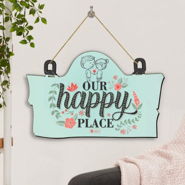 Indigifts Wooden Door Wall Hanging Valentine Gift for Girlfriend Boyfriend Couple You Are My Happy Place 11.05x7 Inch - Gift for Boyfriend, Gift for Girlfriend, Gift For Lover, Gifts For Couple - Image 3