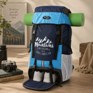 BAGSSY Xplore 55L Rucksack Travel Backpack with Shoe Compartment & Rain Cover - Water Resistant Trekking & Hiking Bag