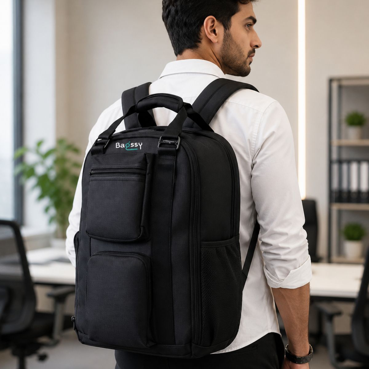 BAGSSY 28L Backpack | Stylish School, College & Travel Backpack with Laptop Compartment | Lightweight Multipurpose Daypack for Men & Women | Black - Image 3