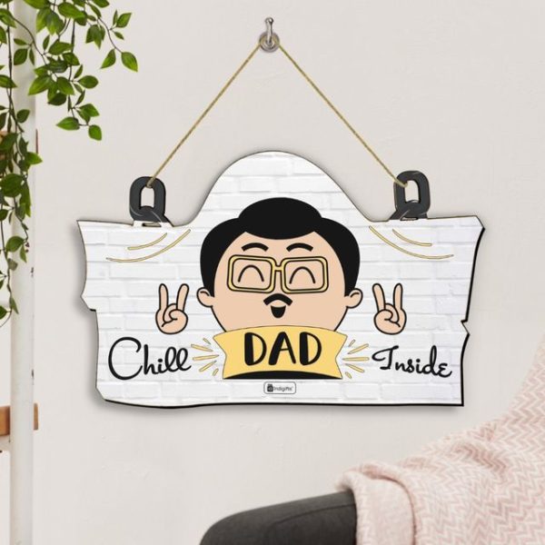 Indigifts Chill Dad Inside Wall Hanging 11.05x7 Inch- Wall Hanging Décor, Wall Hanging for Home Decoration, Birthday Gift for Cool Dad - Image 4