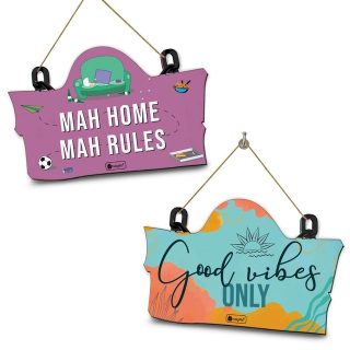 Indigifts Wall Decor for Living Room Wooden Mini Wall Hanging Set Of 2- Decorative Items, Mini Wall Hanging Décor, Garden Wall Hanging, Wall Hanging Decoration, Wall Hanging For Home