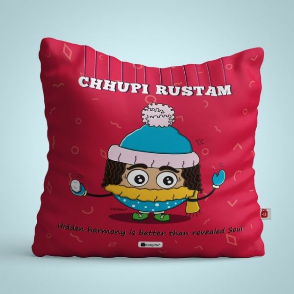 Indigifts Chhupi Rustam Printed Satin Cushion Cover (12x12-inch; Pink) with Filler - Image 3