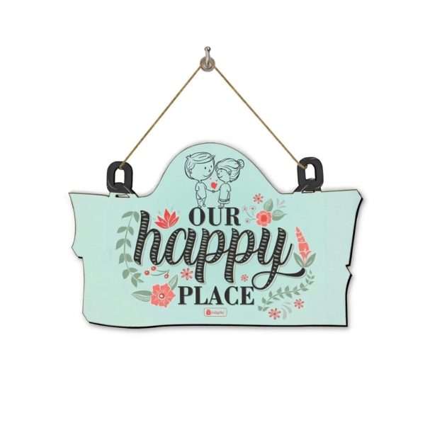 Indigifts “You Are My Happy Place” Wooden Wall Hanging for Couples - Romantic Valentine Gift (11.05×7 Inch)