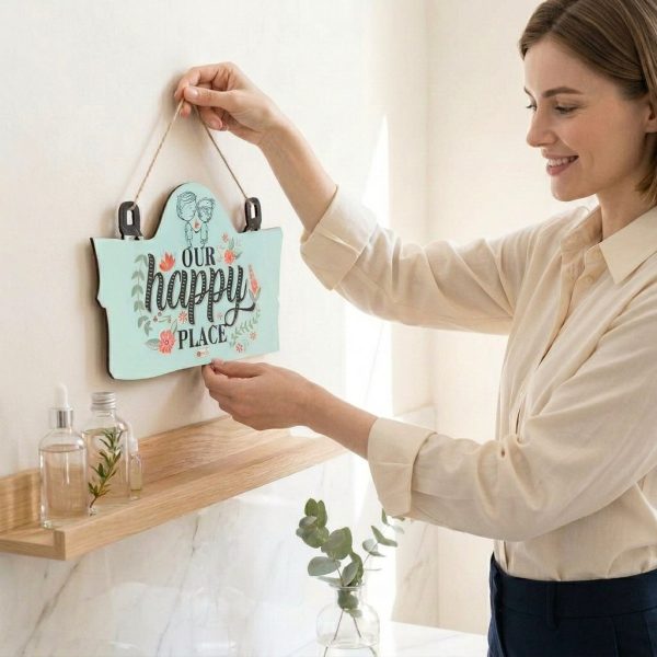 Indigifts “You Are My Happy Place” Wooden Wall Hanging for Couples - Romantic Valentine Gift (11.05×7 Inch)