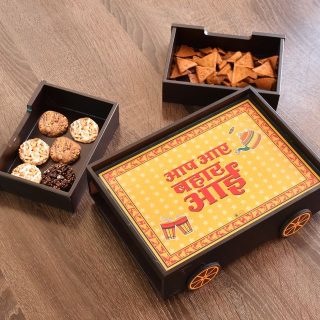 Indigifts Wooden Serving Tray for Dining Table| Thela Tray for Breakfast| Tea Serving Tray| Table Décor Items| Serving Platters| Decorative Tray| Multipurpose Tray| Platter for Home and Kitchen