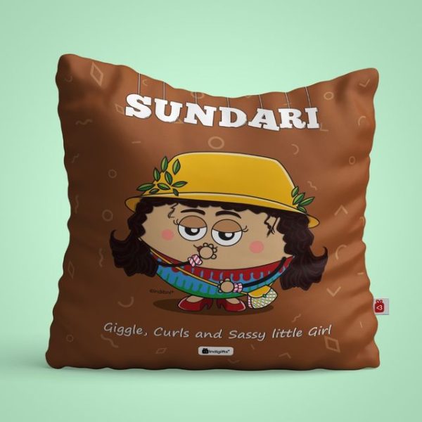 Indigifts Printed Cushion Cover with Filler | Sundari | Polysatin | 12x12 Inches | Comfortable Brown Cushions | Friends Cushion Pillow| Gift for Friends Birthday | Soft Decorative Pillows Cushions - Image 2