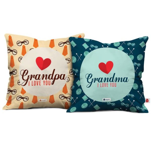 Indigifts Grandpa Grandma Cushions with Filler, 12x12 inches, Multicolour, Set of 2, Polycotton|Home Decor| Gift for Grand Parents | Gift for Parents | Gift for Dada Dadi|Gift for Grandparents Day - Image 2