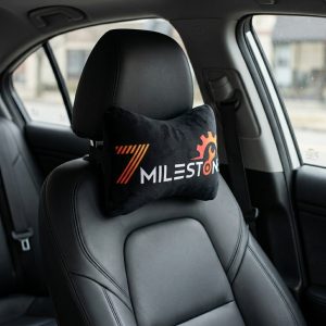 7 Mile Stone Black Car Neck Rest Pillow Set for Driving Comfort (Set of 2)