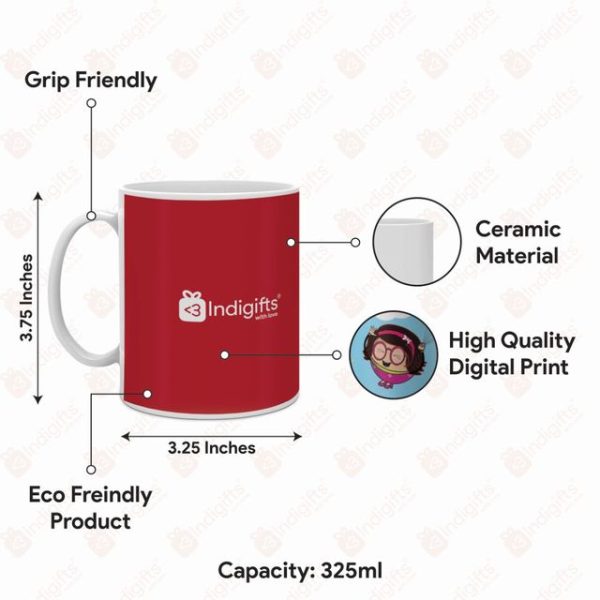 Indigifts Coffee Mug 325 ml And Coaster Evil Eye Printed Blue Mug and White Coaster| Gift Hamper| Printed Coffee Mugs| White Ceramic Coffee Mugs| Coaster For Office Table| Tea Coaster For Office Table - Image 3