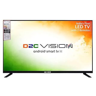 D2C Vision 80 cm (32 inches) Bezel - Less Android 11 with Bluetooth & Voice Assistant | HD Ready Smart LED TV | with 2 Remotes | D2CVELASLTBLK32 (Black)