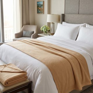 SWARG HOMES Beige Solid Single Fleece Blanket - 800 GSM Soft Comfort Bedding