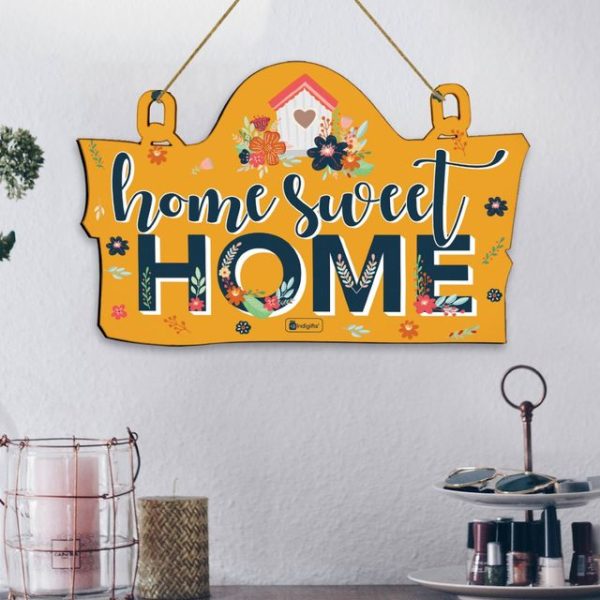 Indigifts Home Sweet Home Printed Wooden Home Entrance Decor 11.05x7 Inches - Home Decoration| Home Decor for Wall | Material: 4mm Medium Density Fiber made out of wooden residual glued under heat - Image 3